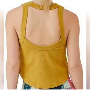 Free People Movement Open Air Tank Top Open Back Alchemy Yellow Gold Size XS